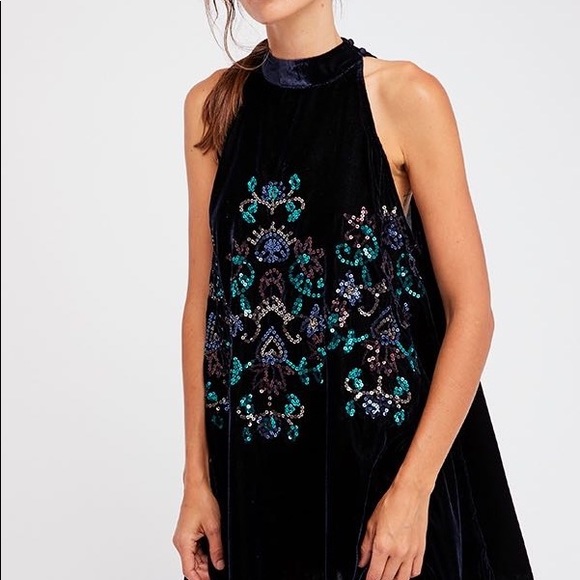 FREE PEOPLE DRESS JILLS SEQUINS SWING MINI - Picture 4 of 6